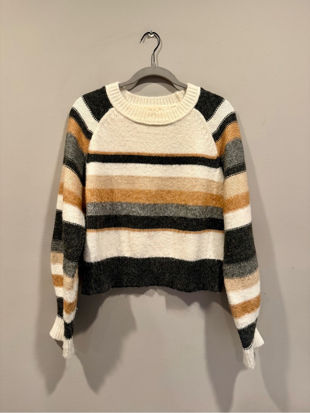 Thread & Supply Striped Crewneck Sweater in Cream, Black & Tan